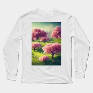 Beautiful Magnolia Trees Digital Art Long Sleeve T-Shirt